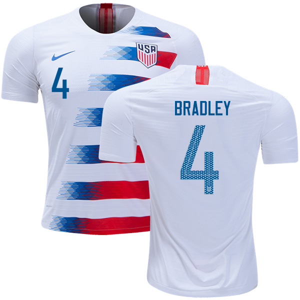 USA #4 Bradley Home Kid Soccer Country Jersey - Click Image to Close
